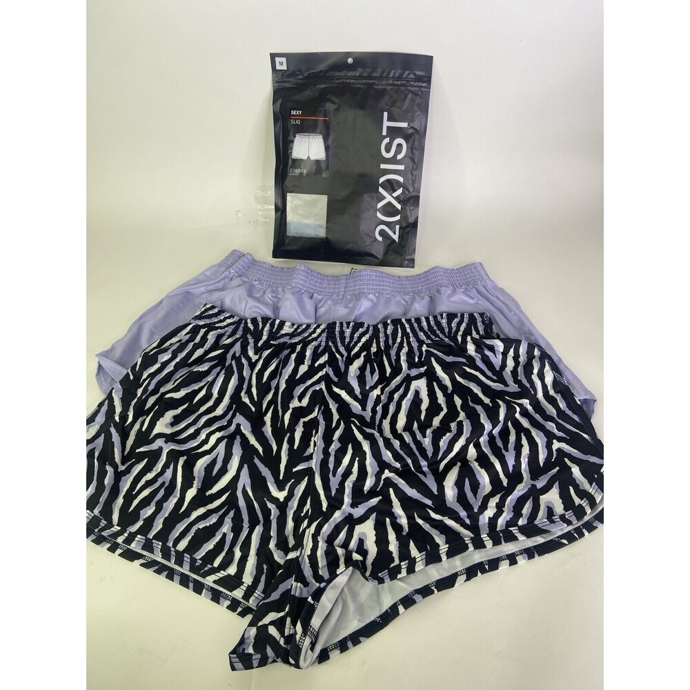 2xist Sexy Sliq Silkies Silkie Lavender Zebra Print Shorts Underwear Mens Size M
